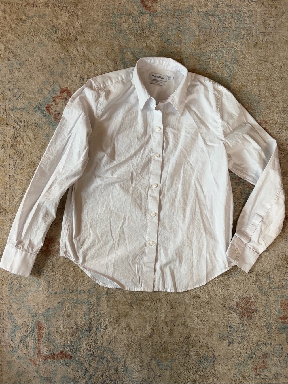 Calvin Klein Women’s White Long-Sleeve Button-Up Shirt